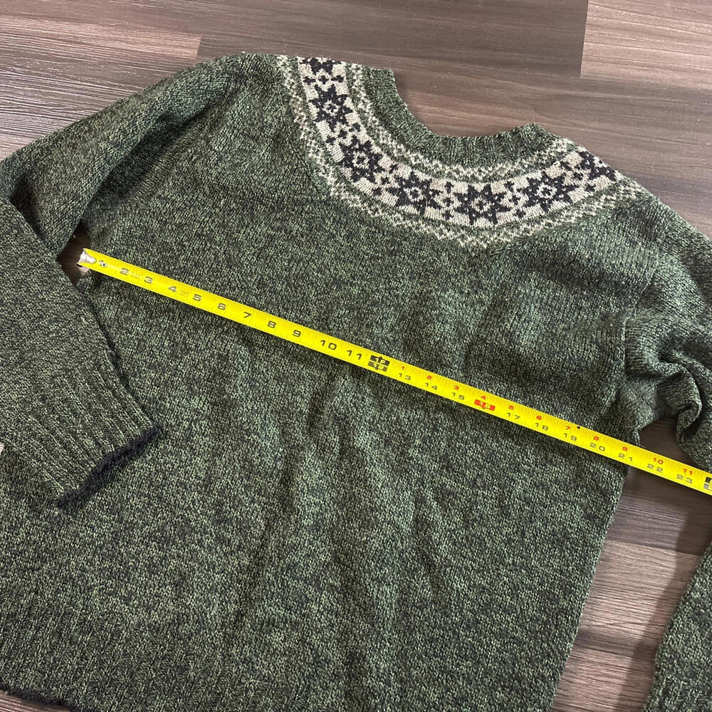 Vintage 80s Shetlander Green Classic Fair Isle Shetland 100% Pure Wool Sweater M - Picture 4 of 6